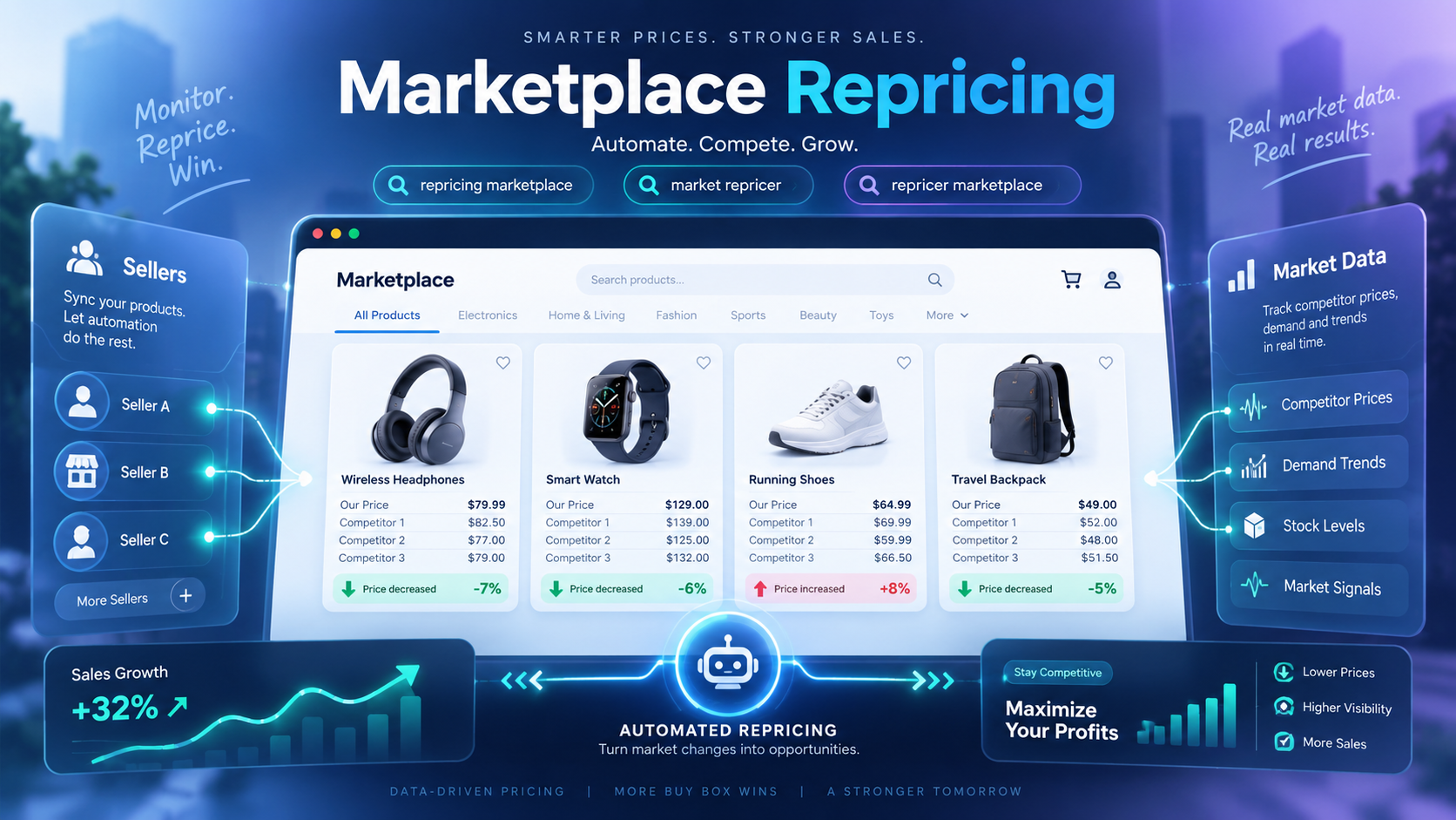 Marketplace repricing across B2B and B2C Amazon channels